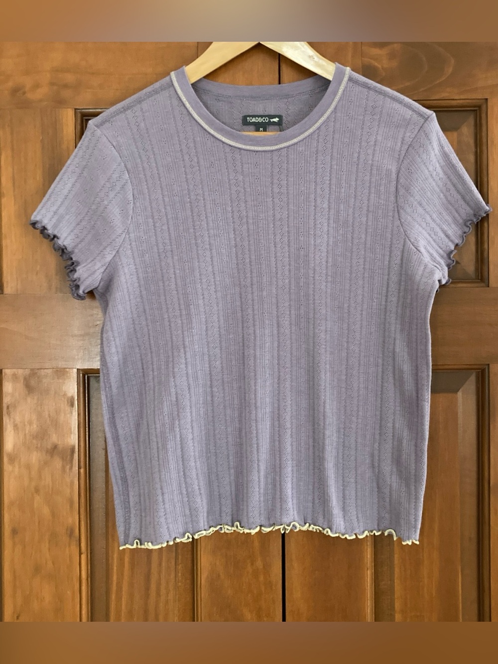 Toad&Co Lavender pointelle Short Sleeve Tee shirt top women’s medium